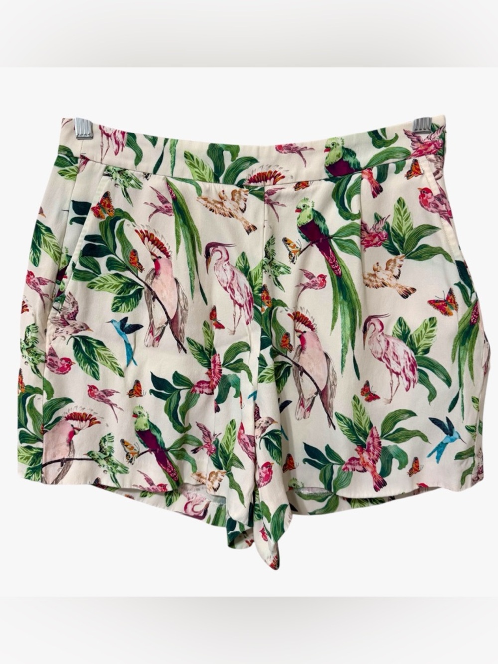 Ann Taylor Shorts Women’s 8 Cream Tropical Floral Vacation Resort Flowy Hawaiian